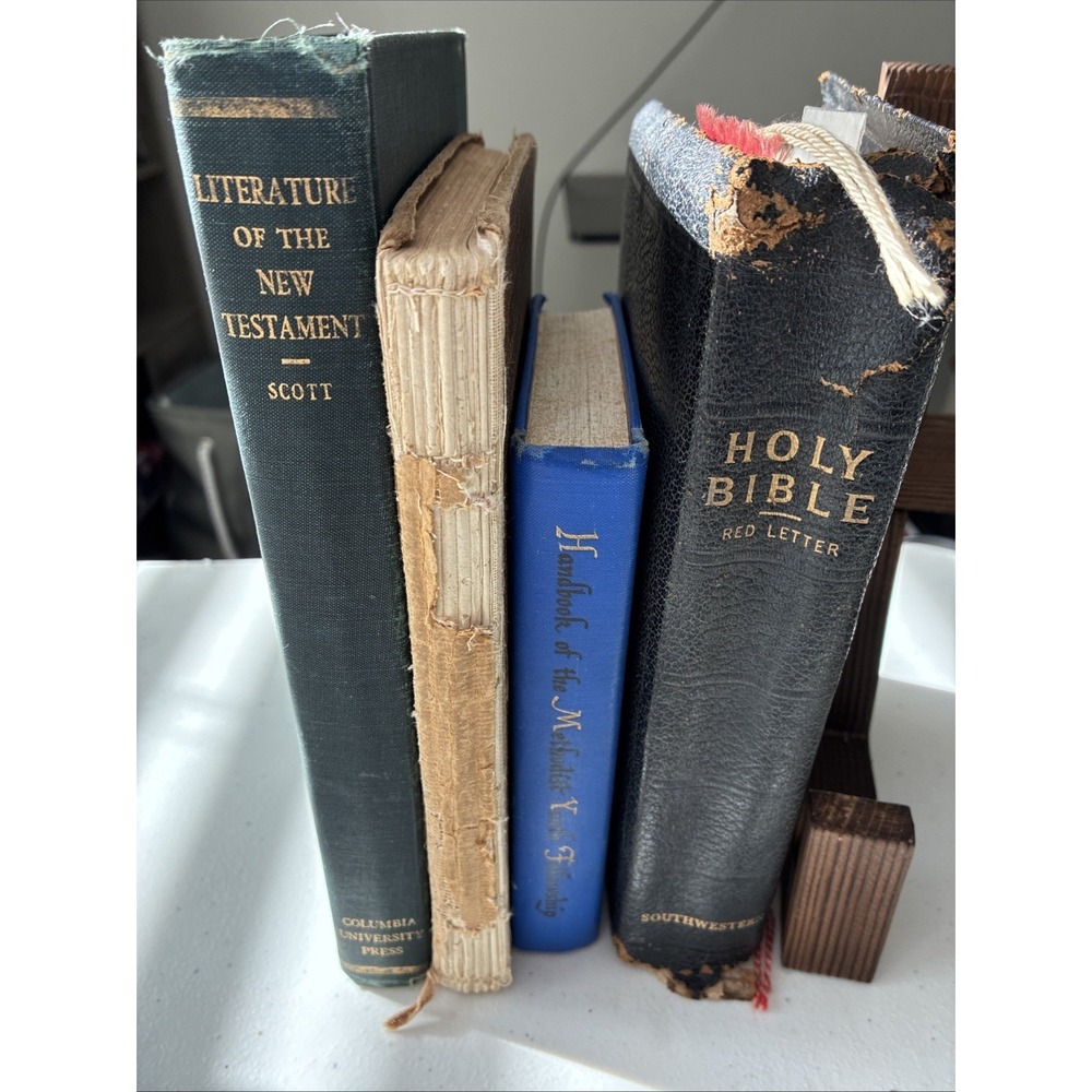 Lot of 1VTG Holy Bible- 1 Hymnal-2 Others- Staging-antique-decor